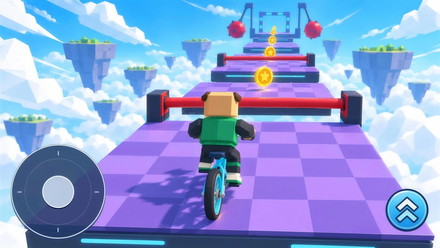 Joystick ve zıplama düğmesiyle Puggy’nin havadaki engel parkuru